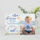 Het Zee Ocean Animals Boy Verjaardagsfoto Kaart (Staand voorkant)
