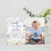 Het Zee Ocean Animals Boy Verjaardagsfoto Kaart (Staand voorkant)