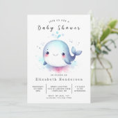 Het Zee Online Whale Baby shower Kaart (Staand voorkant)