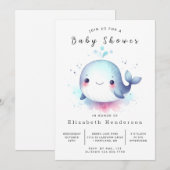 Het Zee Online Whale Baby shower Kaart (Voorkant / Achterkant)