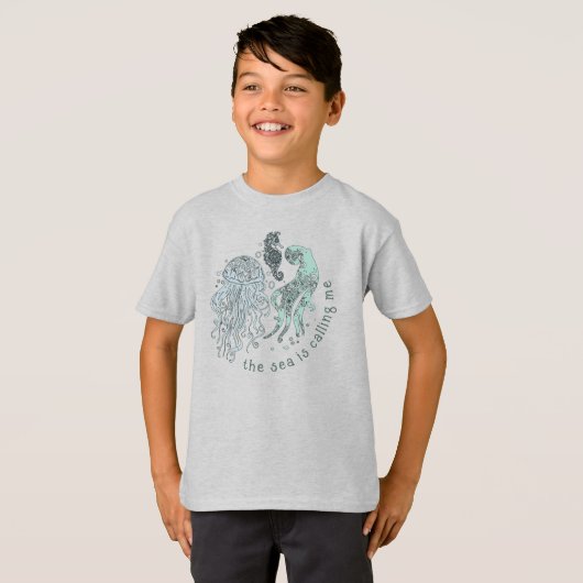 Het Zee roept me T-shirt (Voorkant volledig)