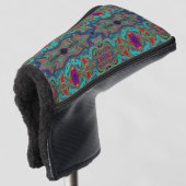 Het Zee schuimgroen en rode trippy-patroon Golfheadcover (3/4 voorkant)