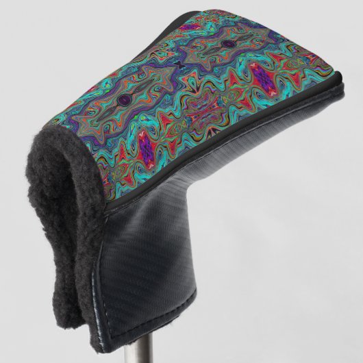 Het Zee schuimgroen en rode trippy-patroon Golfheadcover (3/4 voorkant)