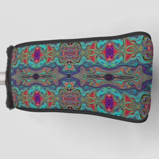 Het Zee schuimgroen en rode trippy-patroon Golfheadcover (Voorkant)