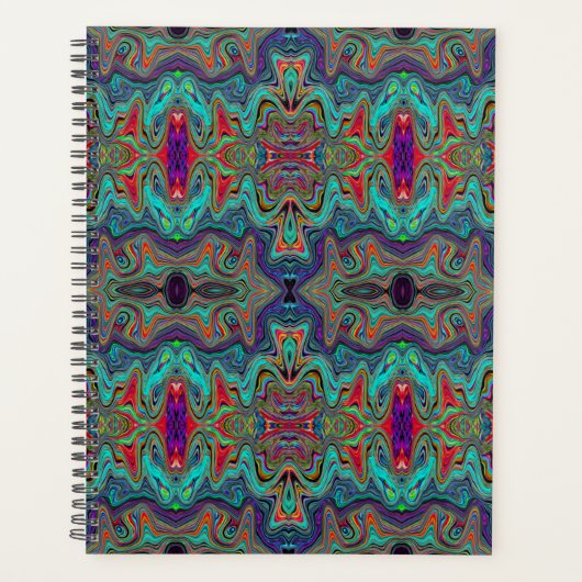 Het Zee schuimgroen en rode trippy-patroon Planner (Voorkant)