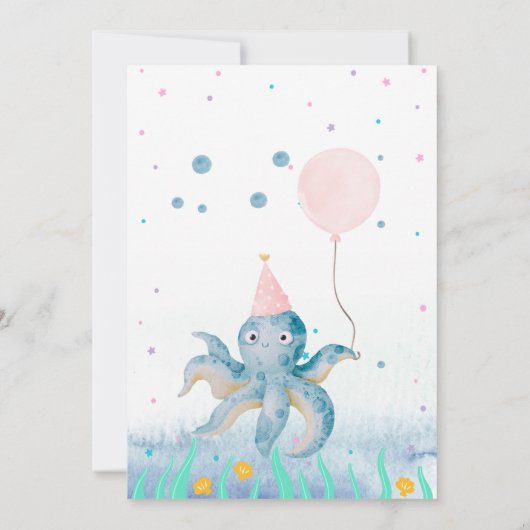 Het Zee Seashell Octopus Baby shower Kaart (Achterkant)