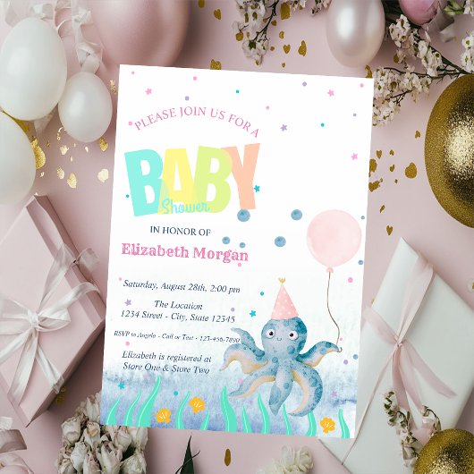 Het Zee Seashell Octopus Baby shower Kaart