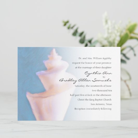 Het Zee Shell dat van de bruiloft op Blauw trekt Kaart (Staand voorkant)