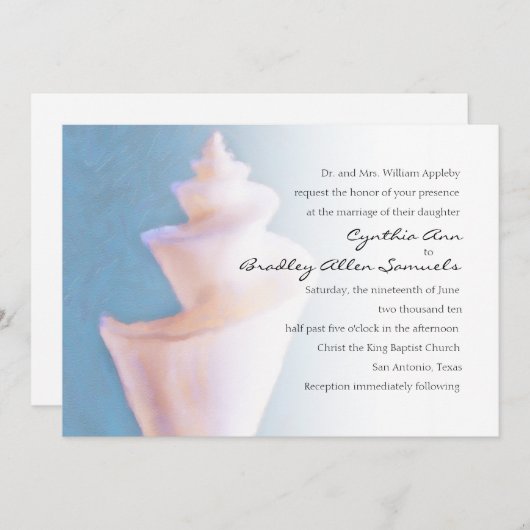 Het Zee Shell dat van de bruiloft op Blauw trekt Kaart (Voorkant / Achterkant)