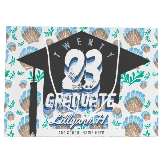 Het Zee Shell-patroon van het Gepersonaliseerd Afs Groot Cadeauzakje (Achterkant)