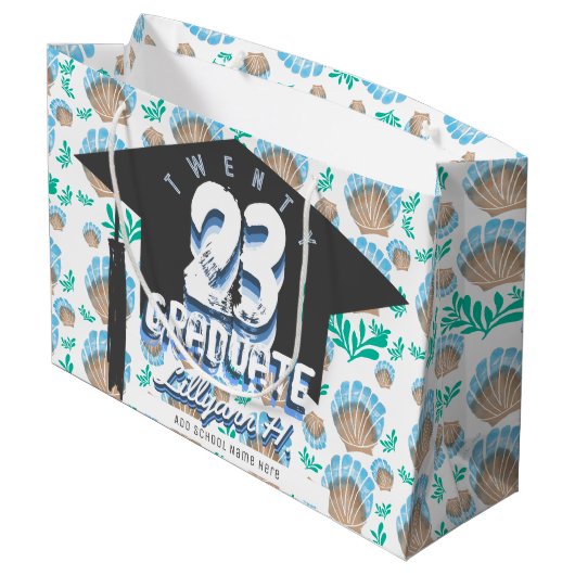 Het Zee Shell-patroon van het Gepersonaliseerd Afs Groot Cadeauzakje (Achterkant Gekanteld)