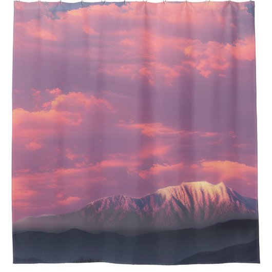 Het Zee van roze wolken Douchegordijn (Voorkant)