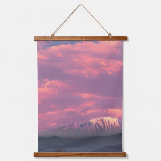 Het Zee van roze wolken Hangend Wandkleed (Voorkant)