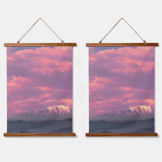 Het Zee van roze wolken Hangend Wandkleed (Dubbel)