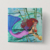 Het Zee Vierkante Button 5,1 Cm (Voorkant)