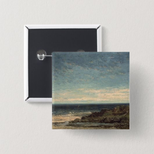 Het Zee Vierkante Button 5,1 Cm (Voorkant /achterkant)