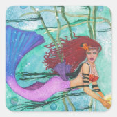 Het Zee Vierkante Sticker (Voorkant)