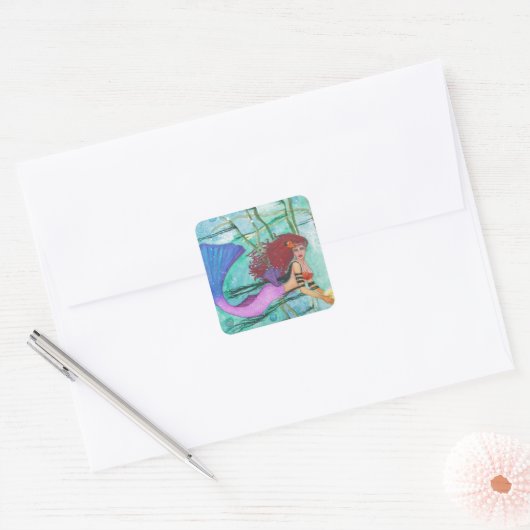 Het Zee Vierkante Sticker (Envelop)