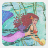 Het Zee Vierkante Sticker (Voorkant)