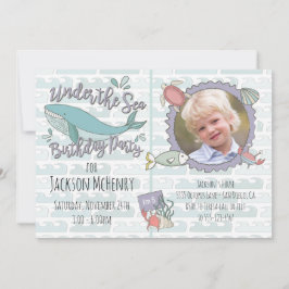 Het Zee Whale Birthday Party Afbeelding Kaart