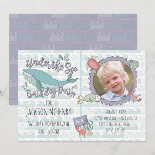 Het Zee Whale Birthday Party Afbeelding Kaart