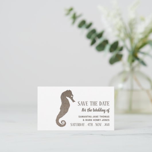 Het Zeepaardje van de overlapping, sparen de Datum Informatiekaartje (Staand voorkant)