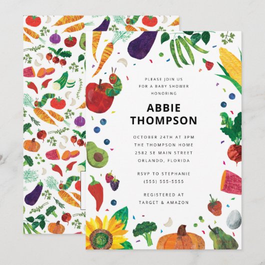 Het zeer hongerige Caterpillar Fruit Baby shower Kaart (Voorkant / Achterkant)