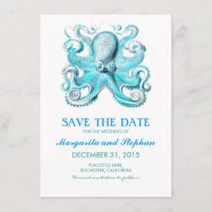 het zeevaart huwelijk van het octopusstrand save the date