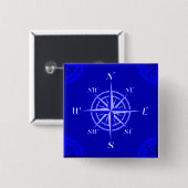 Het zeevaart Kompas nam toe Vierkante Button 5,1 Cm (Voorkant /achterkant)