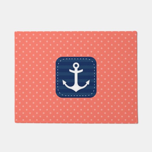 Het zeevaart Marineblauwe Anker van het Patroon Deurmat (Voorkant)