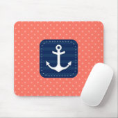 Het zeevaart Marineblauwe Anker van het Patroon Muismat (Met muis)