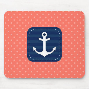 Het zeevaart Marineblauwe Anker van het Patroon Muismat