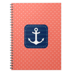 Het zeevaart Marineblauwe Anker van het Patroon Notitieboek