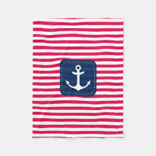 Het zeevaart Rode Witte Anker van de Banner van Fleece Deken