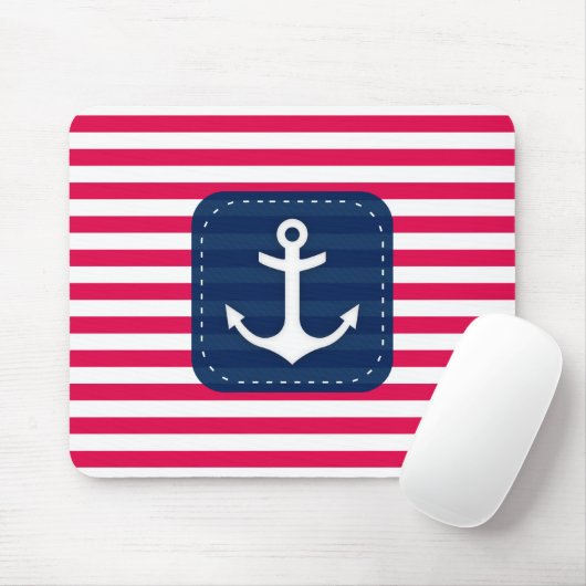 Het zeevaart Rode Witte Anker van de Banner van Muismat (Met muis)