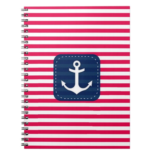 Het zeevaart Rode Witte Anker van de Banner van Notitieboek (Voorkant)