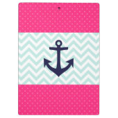 Het zeevaart Roze Witte Patroon van het Anker van Klembord (Achterkant)