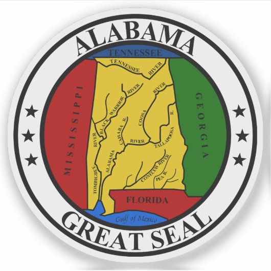 Het zegel van Alabama Sticker (Voorkant)