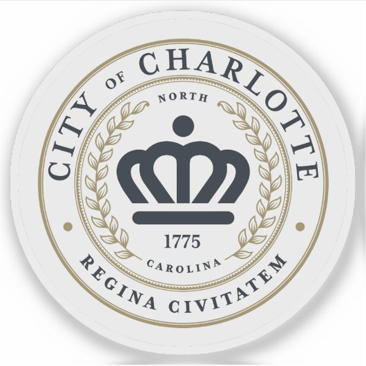 Het zegel van Charlotte, North Carolina Sticker (Voorkant)