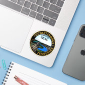 Het zegel van Chattanooga, Tennessee Sticker (Laptop met iPhone)