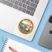 Het zegel van de staat Californië Sticker (Laptop met iPhone)