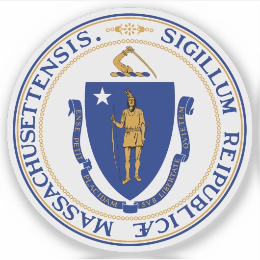Het zegel van de staat Massachusetts Sticker (Voorkant)
