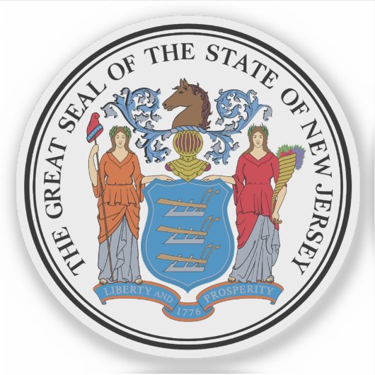 Het zegel van de staat New Jersey Sticker (Voorkant)