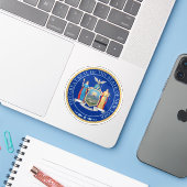 Het zegel van de staat New York Sticker (Laptop met iPhone)