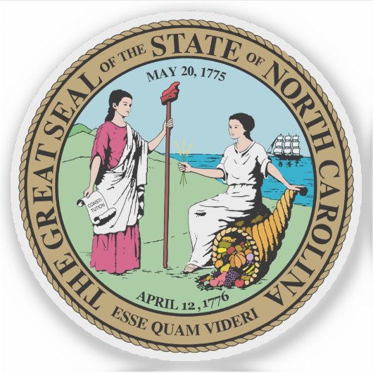 Het zegel van de staat North Carolina Sticker (Voorkant)