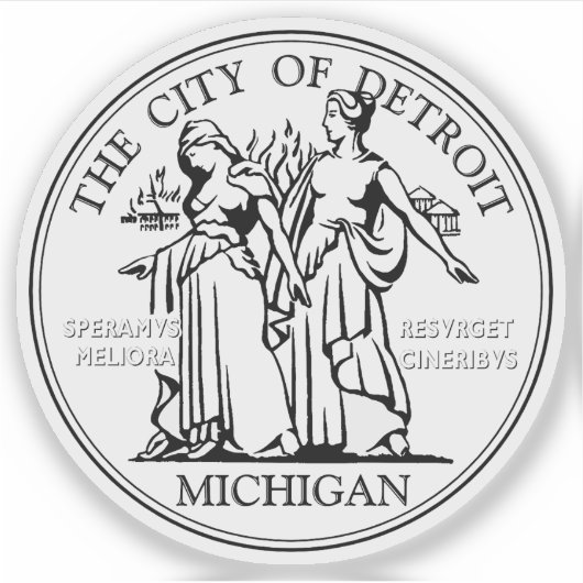 Het zegel van Detroit, Michigan Sticker (Voorkant)