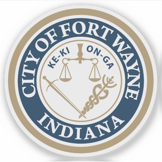Het zegel van Fort Wayne, Indiana Sticker (Voorkant)