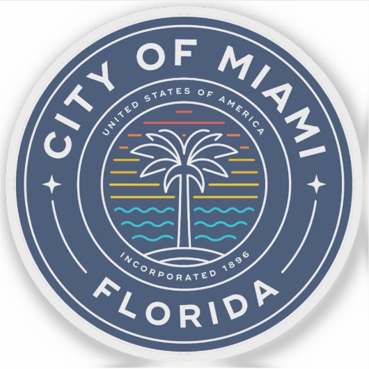 Het zegel van Miami, Florida Sticker (Voorkant)