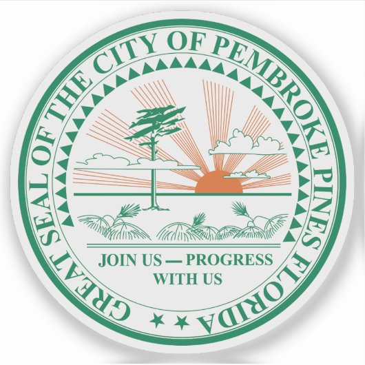 Het zegel van Pembroke Pines, Florida Sticker (Voorkant)