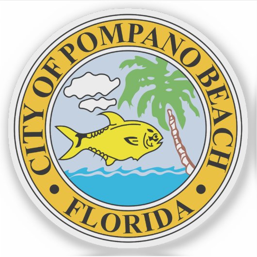 Het zegel van Pompano Beach, Florida Sticker (Voorkant)
